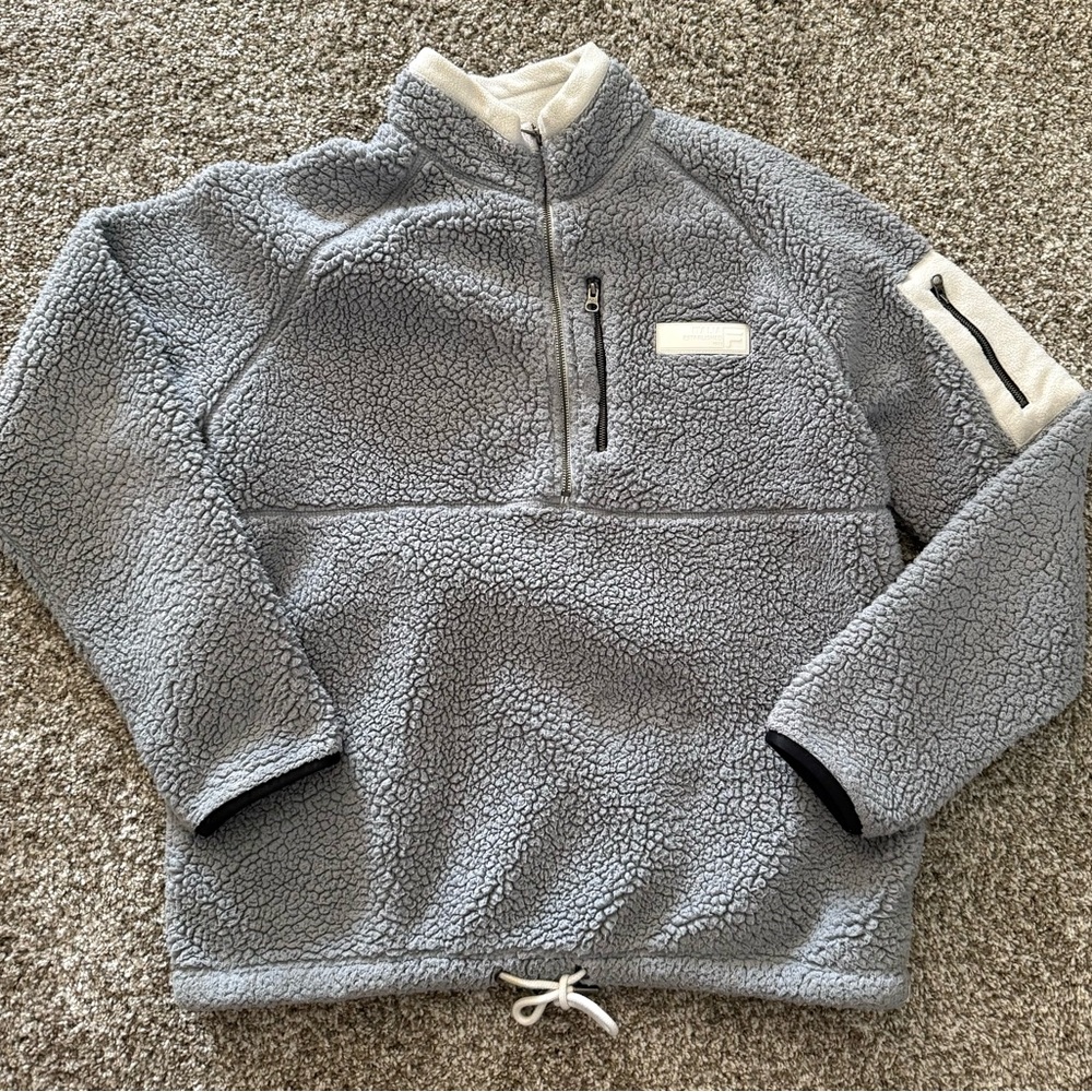 Men’s Fila Italina Light Gray Sherpa Quarter-Zip Jacket